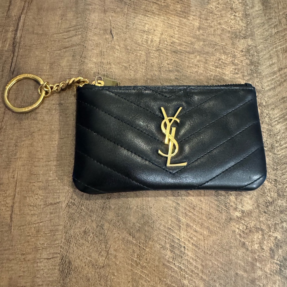 YSL Black Quilted Leather Key Pouch